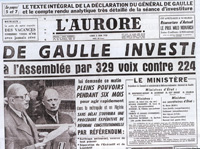 De Gaulle investi (journal l'Aurore)