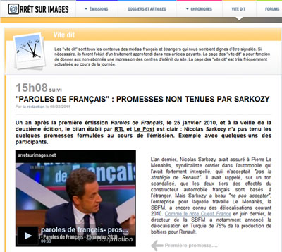 Promesses non tenues par Sarkozy